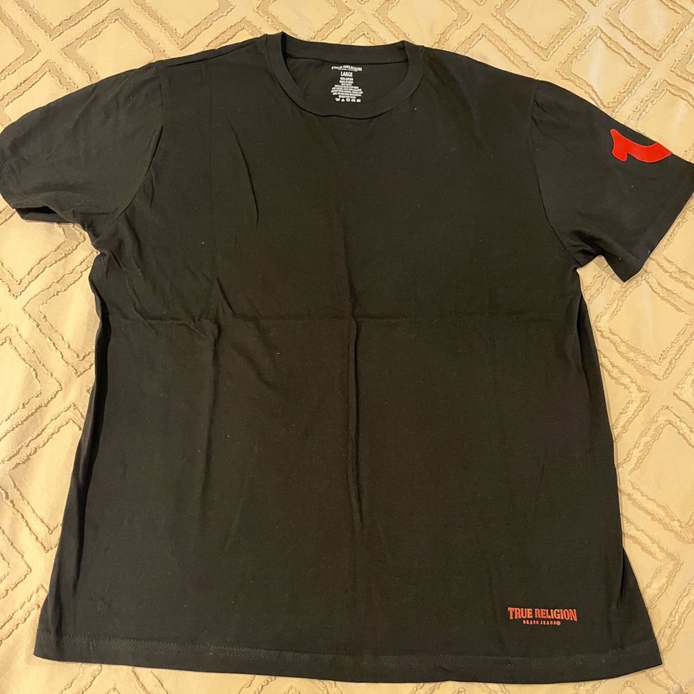 True Religion Black Tee with Red Logo